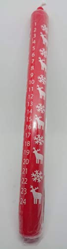 Sigro Advent Kerze mit Elch Motiv, 2,2 x 25 cm, Wachs, rot, 2,2 x 2,2 x 25 cm