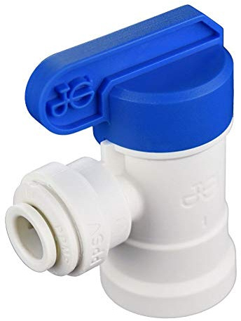 John Guest PPSV500822WP Push-Fit Elbow Shut-Off Valve, White, 1/4 in. OD x 1/4 in. NPTF