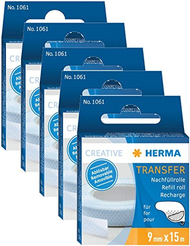 5er Pack Herma 1061 Nachfüllkassette für (Kleberoller, ablösbar, 9mm x 15m)
