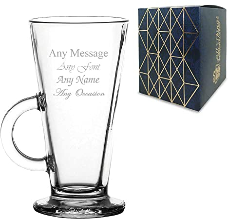 Personalised Engraved Toughened Columbian Coffee Latte Tea Glass, Any Message for Any Occasion