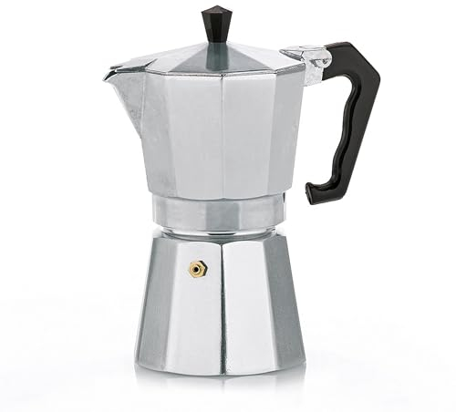 kela Espressokocher für 9 Tassen, Espressokanne 450ml, Kaffeekocher Aluminium, ITALIA, Espressomaschine für Herdplatte, alle Herdarten außer Induktion, silber matt