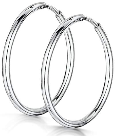 Amberta® 925 Sterling Silber Edle Ringe Mit Geschlossener Ring – Kleine Runde Kreolen Ohrringe - Durchmesser: 20 30 40 60 75 (20)