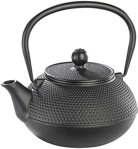 Rosenstein & Söhne Gusseisenkanne: Asiatische Teekanne aus Gusseisen, 0,9 Liter, für säurearme Teesorten (Teekanne Asien, Gusskanne, Guss)