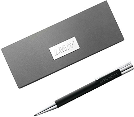 Lamy Kugelschreiber scala Modell 280, Edelstahl/Mattschwarz, inkl. Laser-Gravur