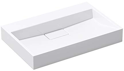 doporro Lavabo Suspendu avec Bonde Vasque à Poser Blanc 70x46x11cm Lave Mains Rectangulaire sans Perçage de Robinet Colossum19