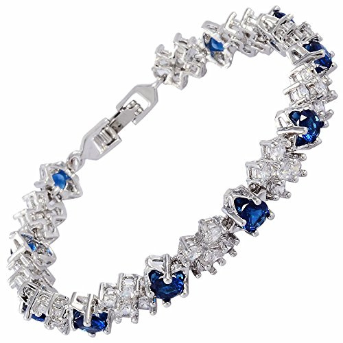 RIZILIA BLOSSOM 18K Weißgold Vergoldetes Tennisarmband für Damen - Runde CZ-Edelsteine 5mm in 6 Farben, 18cm Hypoallergen mit Geschenkbox, Perfektes Jahrestag Geburtstag Geschenk