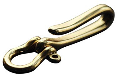 smilepunk Brass Solid U Shape Key Hook Car Keychain Key Ring Shackle Bangle Wallet Chain Cloth Chain Pocket Clip, Gold, Large