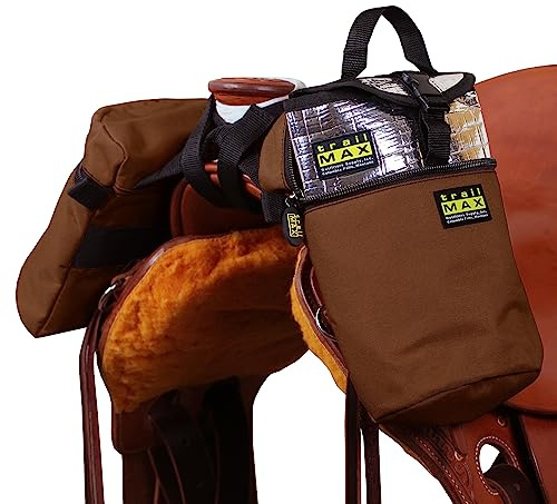 TrailMax Medium Horse Pommel Bags for your Western Saddle; Insulated Saddle Bags for Horses; Camera or Cellphone Saddle Bag; Secured W/Straps Around Pommel of Western or Endurance Saddles;BRN