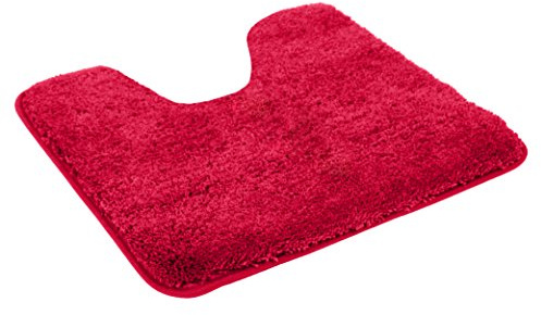 Kinzler J-10002/32 hochwertige Mikrofaser Badematte Uni mit Ausschnitt 50x55 cm, flusenfrei, pflegeleicht, rot