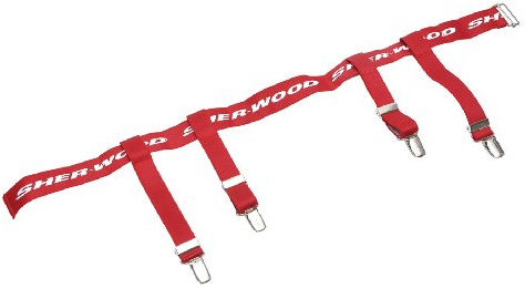 SHER-WOOD - Bambini Hockey Strumpfhalter GB1-Klipp für Kinder I verstellbare Strumpfhalter I Klipp-Halterung für Eishockeystrümpfe I Eishockey-Sport I Inline-Hockey I Eishockeyzubehör für Kinder - Rot
