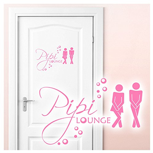 Grandora Wandtattoo Sprüche PIPI Lounge Mann Frau I Hellrosa 27 x 18 cm I WC Türaufkleber Piktogramm Bad Badezimmer Wandaufkleber Wandsticker W755