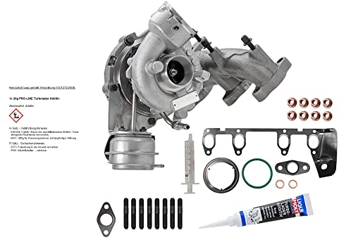 BESTPRICE 1x Turbocompresseur, y compris kit de montage, 1x additif pour Turbocompresseur - premier remplissage,
