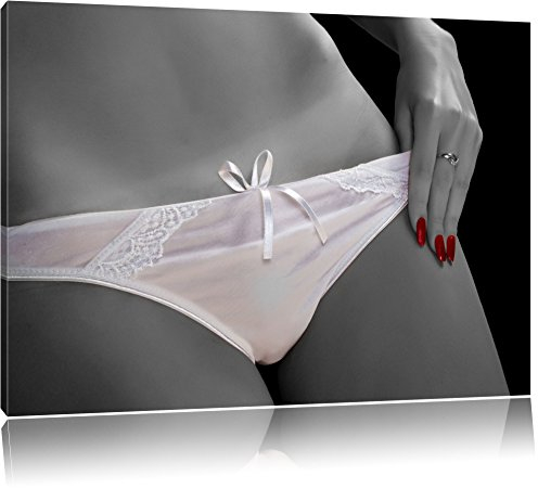 Pixxprint weißes Dessous B&W, Größe: 100x70cm, Leinwandbild, fertig gespannt, Wandbild, Dekoration, Kunstdruck, kein Poster