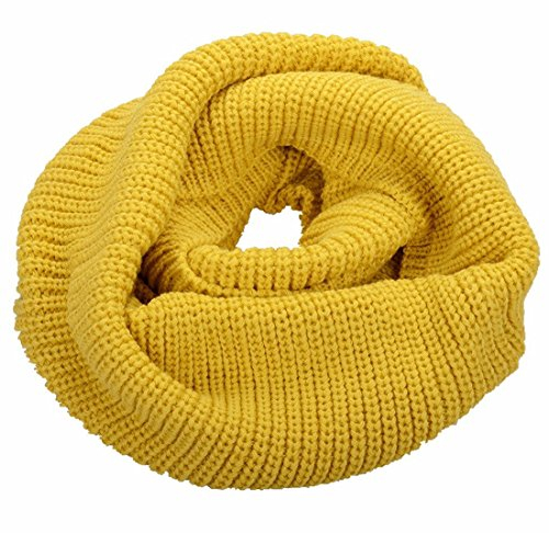 Kuyou Damen Schal Winter Rundschal Warmer Strick Loop Schal (Senf)