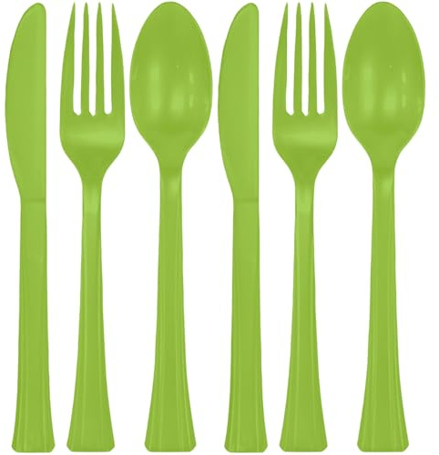 Assorted Kiwi Plastic Cutlery (Pack of 24) - Elegant, Durable & Disposable Party Supplies for Every Occasion