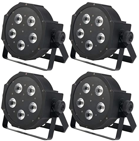 4x Showlite FLP-5x8W RGBW Flatline Panel Licht Effekt (Discolicht, DMX-Steuerung, Automatiksteuerung, Musiksteuerung)