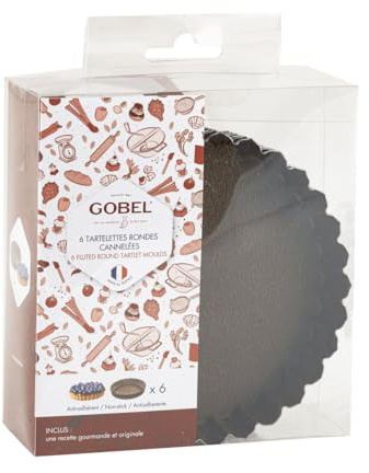 GOBEL - 6 Fluted Round Tartlet Moulds - Non-Stick - Ø4.7 in