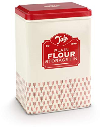 Tala Originals Plain Flour Storage Tin, Red, 12.5x9.3 cm | Durable & Stylish Kitchen Storage for Freshness & Easy Access