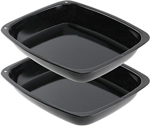 Spares2go Large Vitreous Enamel Roasting Tins Oven Baking Trays (Pack of 2)