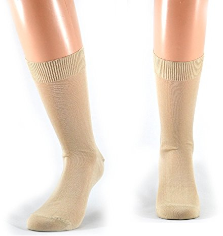Fontana Calze, 6 par korta herrstrumpor i 100% bomull Skottlandstråd., Beige, 39-41 EU