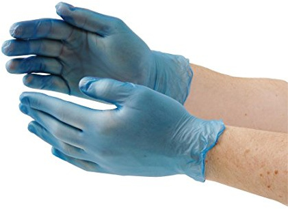 Vogue Powder-Free Vinyl Gloves Blue Medium (Pack of 100)