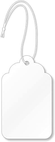 SmartSign White Price Tags with Pre-Strung Loop Strings - Pack of 1000 Marking Tags, Size-8, 12pt Thick Blank Merchandise Tags, 1.75 x 2.875 Jewelry Tags, Made in USA