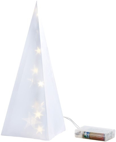 Lunartec Hologramm Weihnachten: Weihnachtsdeko Pyramide mit Hologramm-Effekt und 10 LEDs (LED Pyramide Weihnachten, Figur, Tischleuchte Batterie)