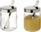 APS pots à moutarde, lot de 2, pots à moutarde transparents avec cuillère et couvercle en acier inoxydable, 4,8 x 4,8 cm, hauteur 6,3 cm
