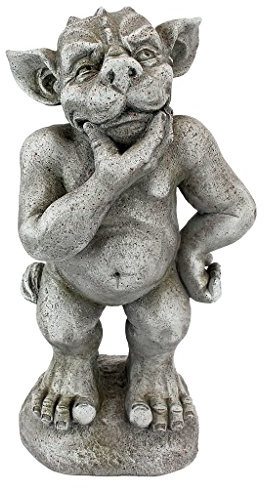 Design Toscano Wasserspeier-Figur Plato, der Denker, grau, 15 x 18 x 37 cm, LY312106