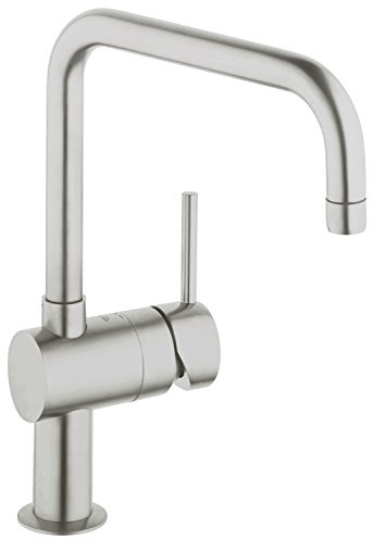 Grohe Minta Küchenarmaturen - Einhand-Spültischbatterie Schwenkbegrenzung 0Degree /150Degree /360Degree U-Auslauf 32488DC0,Supersteel
