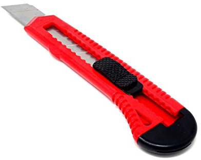 SBS Cuttermesser | für 18mm Abbrechklingen | 10 Stück | aus Plastik mit 1 Abbrechklinge Teppichmesser