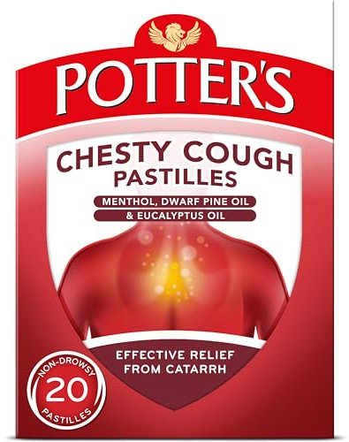 Potter's Chesty Cough Pastilles, Non-Drowsy, 20 Pastilles - Relieve The Symptoms of Catarrh, Coughs and Colds