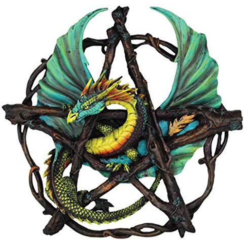 PTC Anne Stokes 3028640031 Drachen Pentagramm Wandbehang Heidnische Skulptur Harz Grün Wandbehang