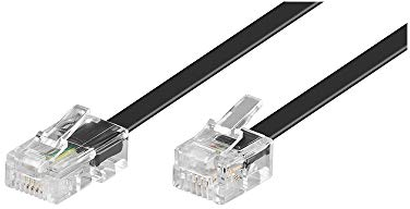 Goobay 68578 Cavo di collegamento modulare 10 metri, telefonico, nero - spina RJ45 (8P4C) a spina RJ11/RJ14 (6P4C)