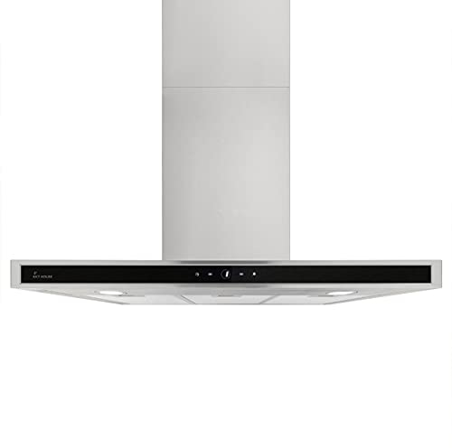Dunstabzugshaube 90 cm | Wandhaube | Edelstahl | Umluft | Abluft | schwarzes Glas | Nachlaufautomatik | SensorTouch Bedienung | DELTA9014TC