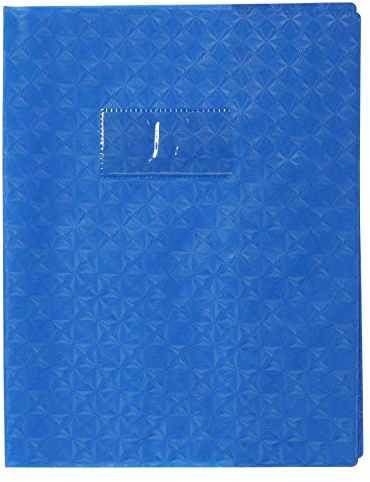 Calligraphe 72012C Un Protège-Cahier Grain Losange Bleu - 17x22 cm - 18/100ème avec Porte-Étiquette - PVC Opaque