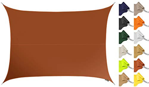 Kookaburra 4m x 3m Rectangle Water Resistant Garden Patio Sun Shade Sail Canopy 96.5% UV Block with Free Rope (Terracotta)
