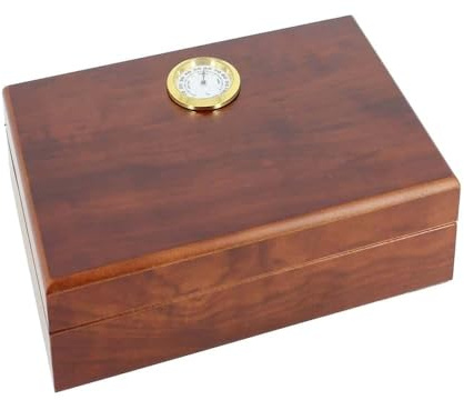 None Mini Cave à cigares Marron - Classique et fonctionnel - Cave à cigares - Humidor - Tobacco/Cigars - 19 x 13 x 4.4 cm (extérieur) / 16.3 x 10.2 x 3 cm (intérieur)