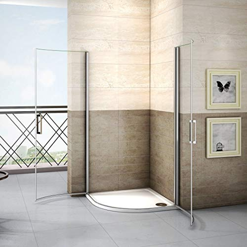 80x80cm Duschkabine Runddusche Viertelkreis Duschabtrennung NANO Glas Drehtür Duschtür 195cm Höhe