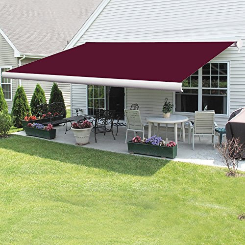 Green Bay Full Cassette Electric Remote Controlled Retractable Garden Patio Canopy Awning 4x3M Wine Red