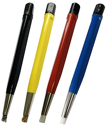 4 SCRATCH BRUSH SET : Brass Steel Nylon Fiberglass Watch Repair Rust Clean Tool (40)