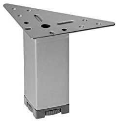 GedoTec Moderner Möbelfüße höhen-Verstellbarer - Marie | Höhe 100 mm | Metall Sofa-Fuß mit Regulierschraube | Schrankfuß Chrom matt | 1 Stück - Design Sockelfüße Silber mit Dreieck-Anschraubplatte