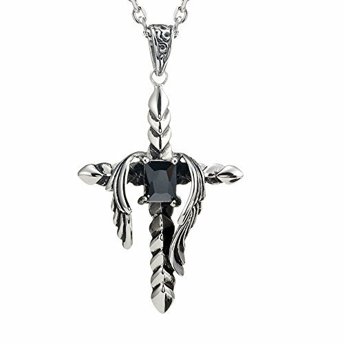 URBAN JEWELRY Pendentif croix royale vintage acier inoxydable Collier pour homme chaîne 21''