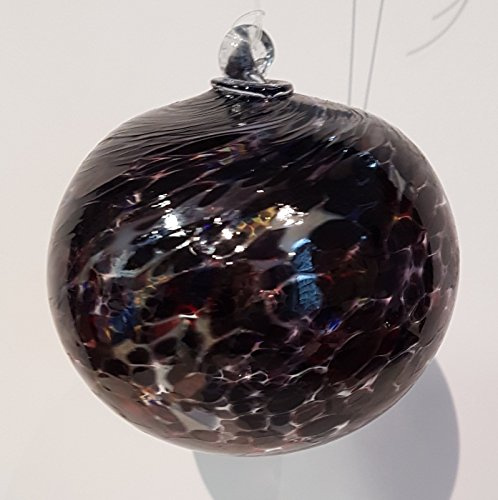 Oberstdorfer Glashütte Kugel zum hängen Bunte Glaskugel Ornament schwarz bunt gelüstert mundgeblasenes Kristallglas Fensterdekoration Durchmesser ca. 9 cm