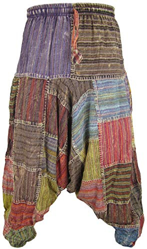 Gheri Pantalon de génie sarouel taille élastique patchwork multicolore pour homme, Patch Stitch, L/XL