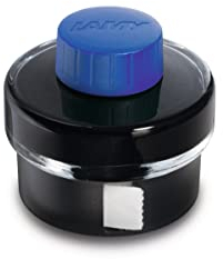 LAMY T52 Tinte blue 50ml - Tintenglas mit Tintensammelbecken - Standfuß aus Kunststoff mit Löschpapierrrolle