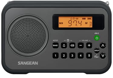 Sangean PR-D18BK AM/FM/Portable Digital Radio with Protective Bumper (Gray/Black) Black/ Grey