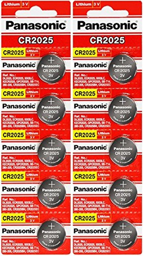 Panasonic - 10 pilas de botón de 3 V de litio CR2025