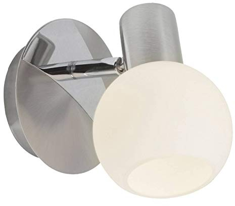 Brilliant Wandspot 1-flammig in eisen weiß - Wandstrahler mit schwenkbarem Kopf - dimmbare Wandleuchte mit E-14-Fassung (für LED-Leuchtmittel geeignet) - Lampe mit weißem Glasschirm