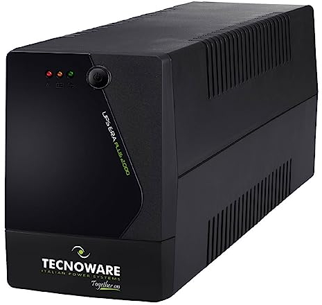 Tecnoware Power Systems - ERA PLUS 2000 UPS, 2000 VA Uninterruptible Power Supply, IEC Outputs, Autonomy up to 40 Min, AVR Stabilization, USB TecnoManager Software, 2000 VA, black